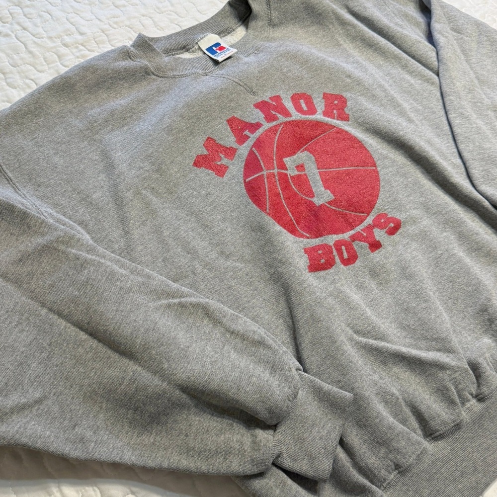 Russell Athletic Women Large Sweatshirt Gray Manor Boys Basketball Graphic